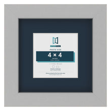 Light Grey 7 x 7 inch picture frame with a Pacific Blue mount for a 4 x 4 inch photo