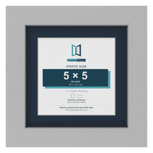 Light Grey 7 x 7 inch picture frame with a Pacific Blue mount for a 5 x 5 inch photo