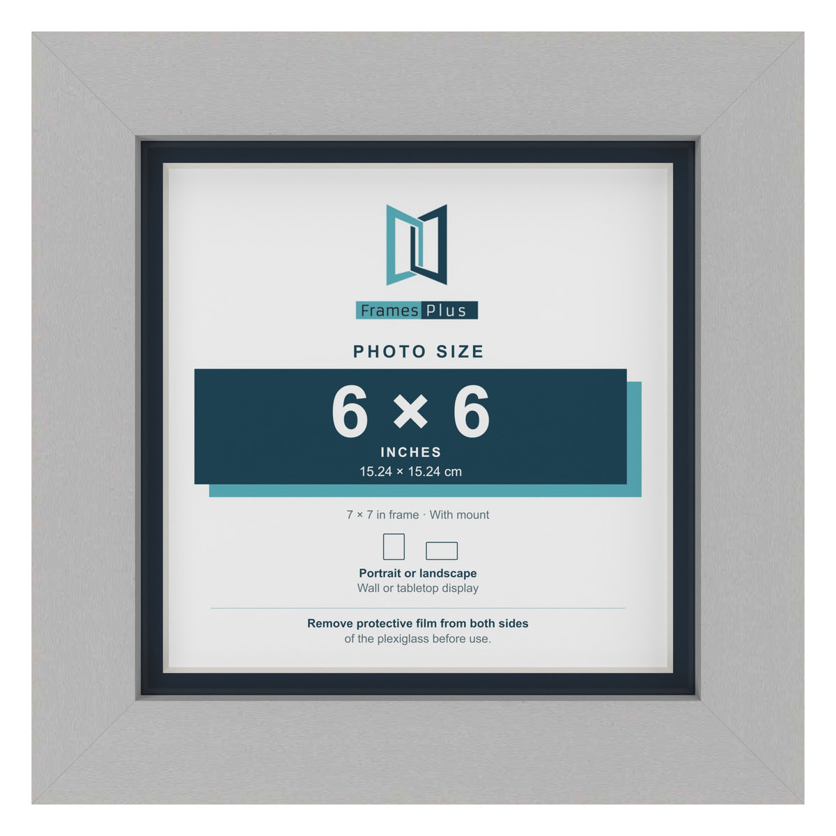 Light Grey 7 x 7 inch picture frame with a Pacific Blue mount for a 6 x 6 inch photo