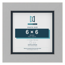 Light Grey 7 x 7 inch picture frame with a Pacific Blue mount for a 6 x 6 inch photo