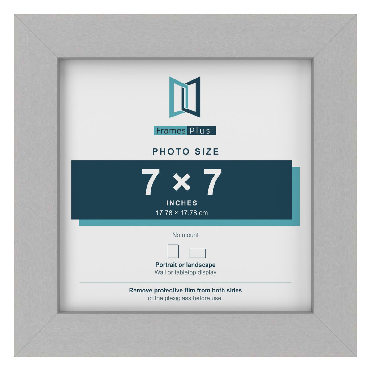 Light Grey picture frame for a 7 x 7 inch photo
