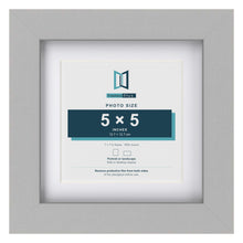 Light Grey 7 x 7 inch picture frame with a white mount for a 5 x 5 inch photo