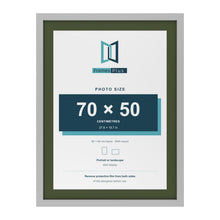 Light Grey 80 x 60 cm picture frame with a green mount for a 70 x 50 cm photo