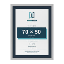 Light Grey 80 x 60 cm picture frame with a Pacific Blue mount for a 70 x 50 cm photo