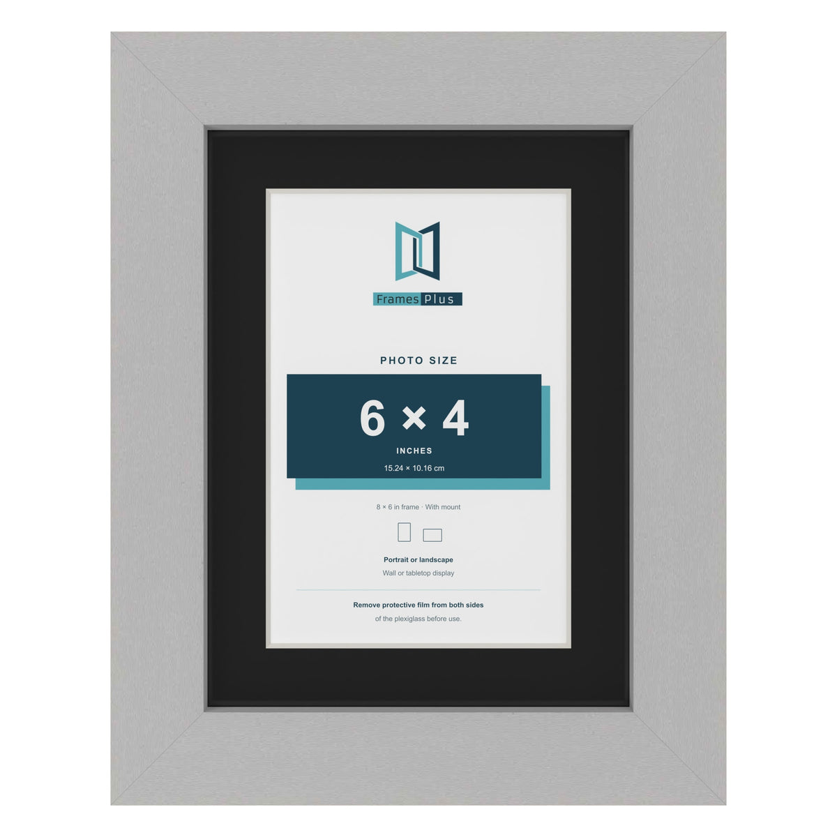 Light Grey 8 x 6 inch picture frame with a black mount for a 6 x 4 inch photo