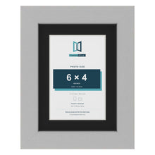 Light Grey 8 x 6 inch picture frame with a black mount for a 6 x 4 inch photo