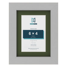 Light Grey 8 x 6 inch picture frame with a green mount for a 6 x 4 inch photo