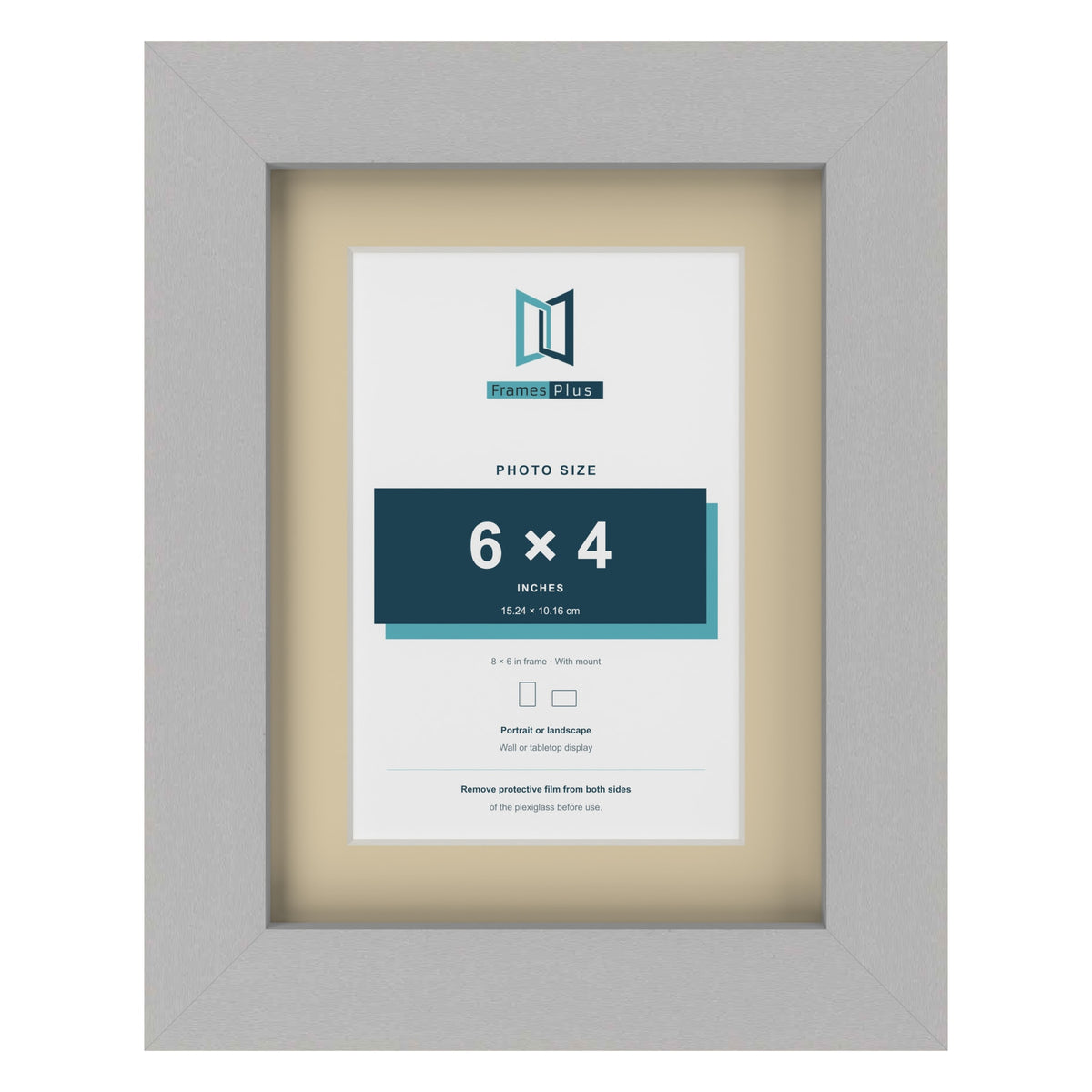 Light Grey 8 x 6 inch picture frame with an ivory mount for a 6 x 4 inch photo