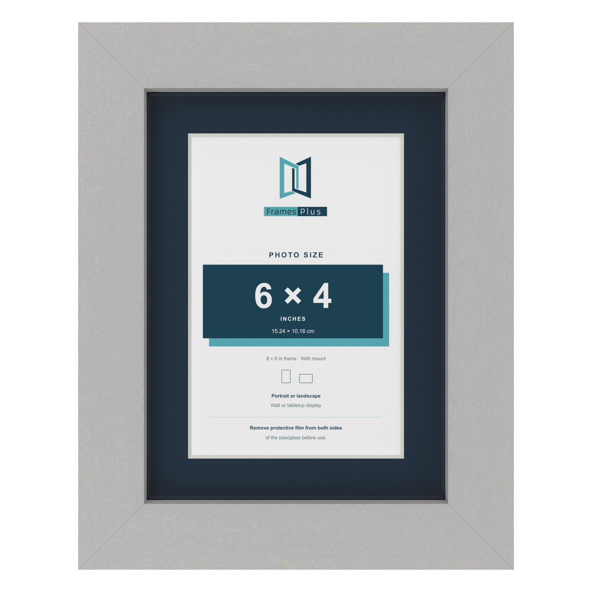 Light Grey 8 x 6 inch picture frame with a Pacific Blue mount for a 6 x 4 inch photo