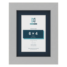 Light Grey 8 x 6 inch picture frame with a Pacific Blue mount for a 6 x 4 inch photo