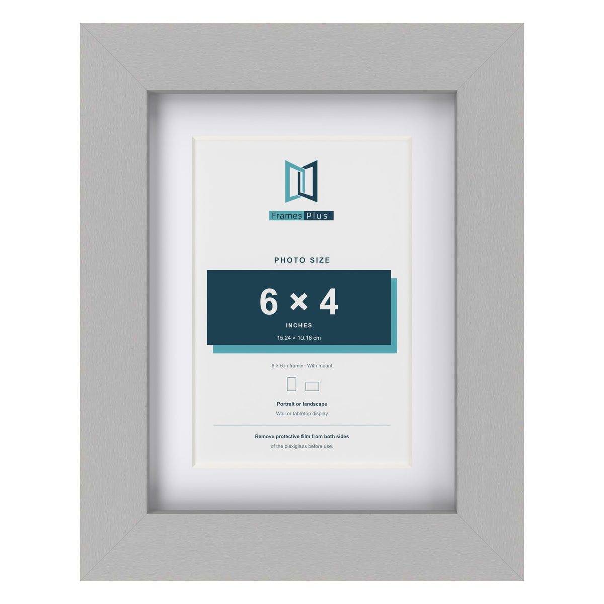 Light Grey 8 x 6 inch picture frame with a white mount for a 6 x 4 inch photo