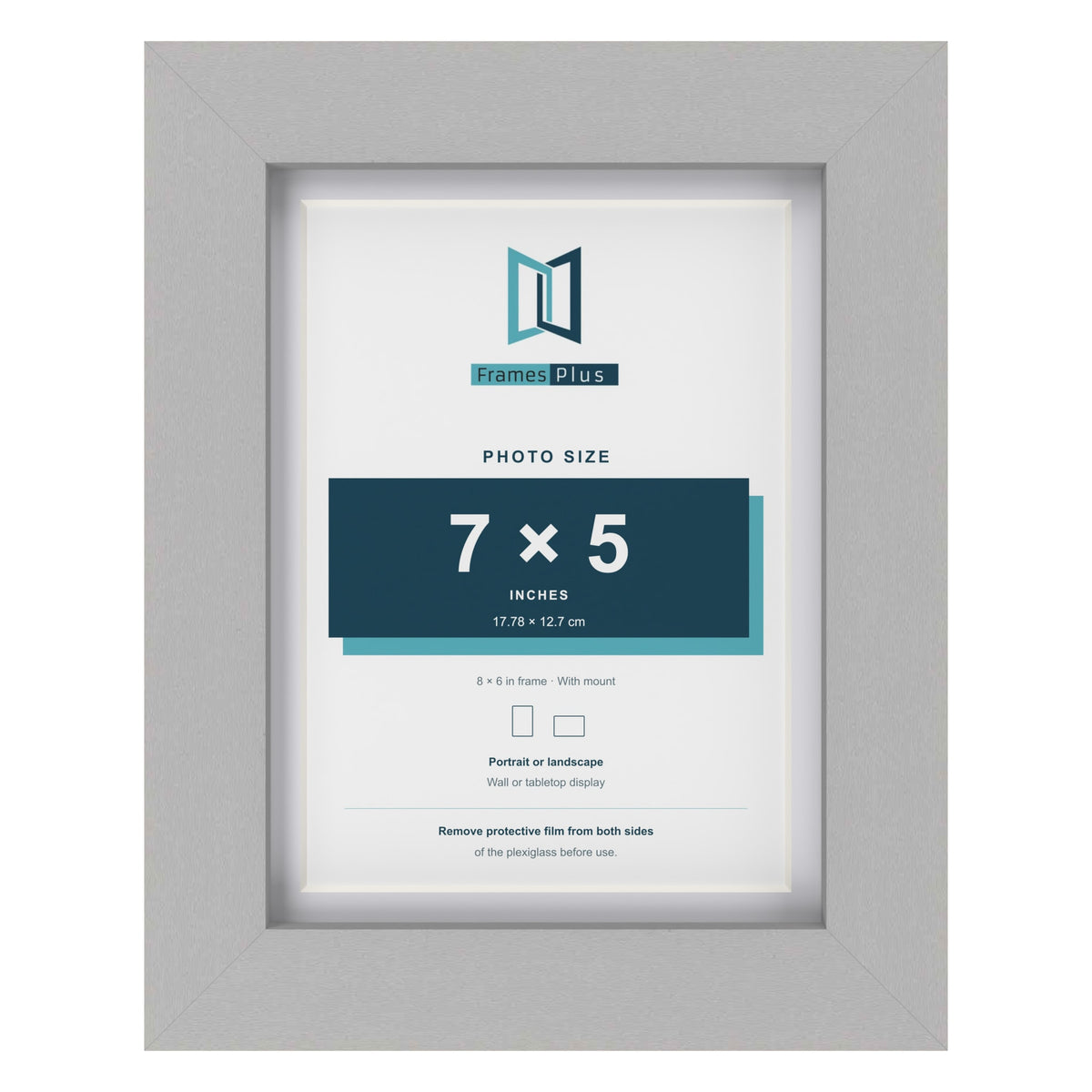 Light Grey 8 x 6 inch picture frame with a white mount for a 7 x 5 inch photo