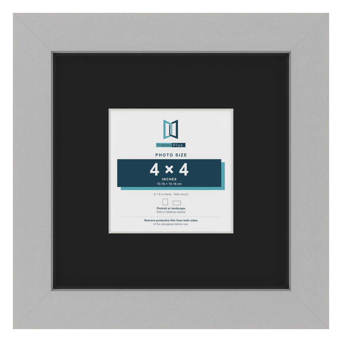 Light Grey 8 x 8 inch picture frame with a black mount for a 4 x 4 inch photo