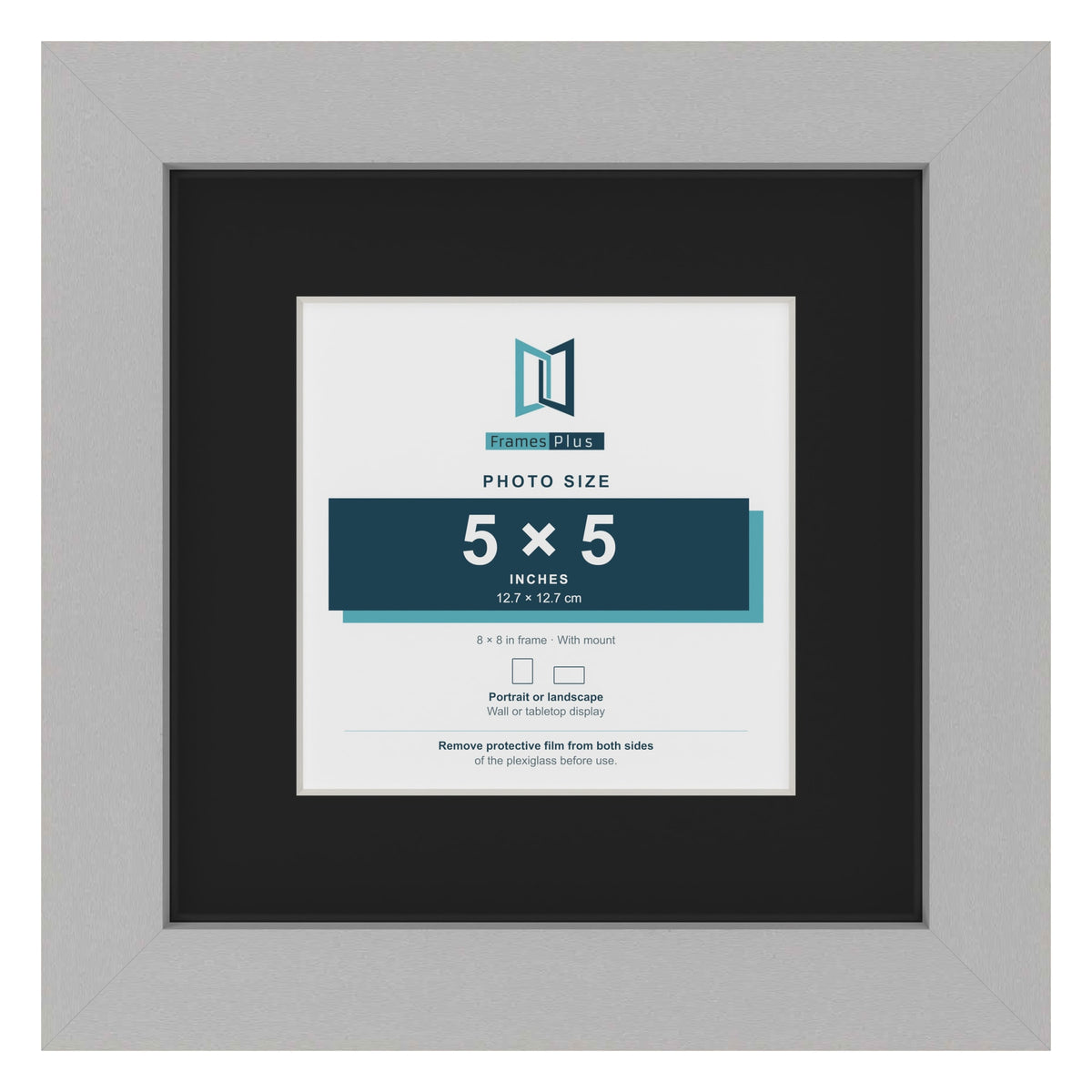 Light Grey 8 x 8 inch picture frame with a black mount for a 5 x 5 inch photo