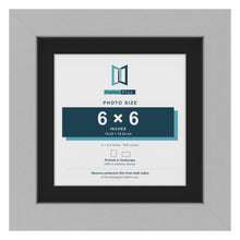 Light Grey 8 x 8 inch picture frame with a black mount for a 6 x 6 inch photo