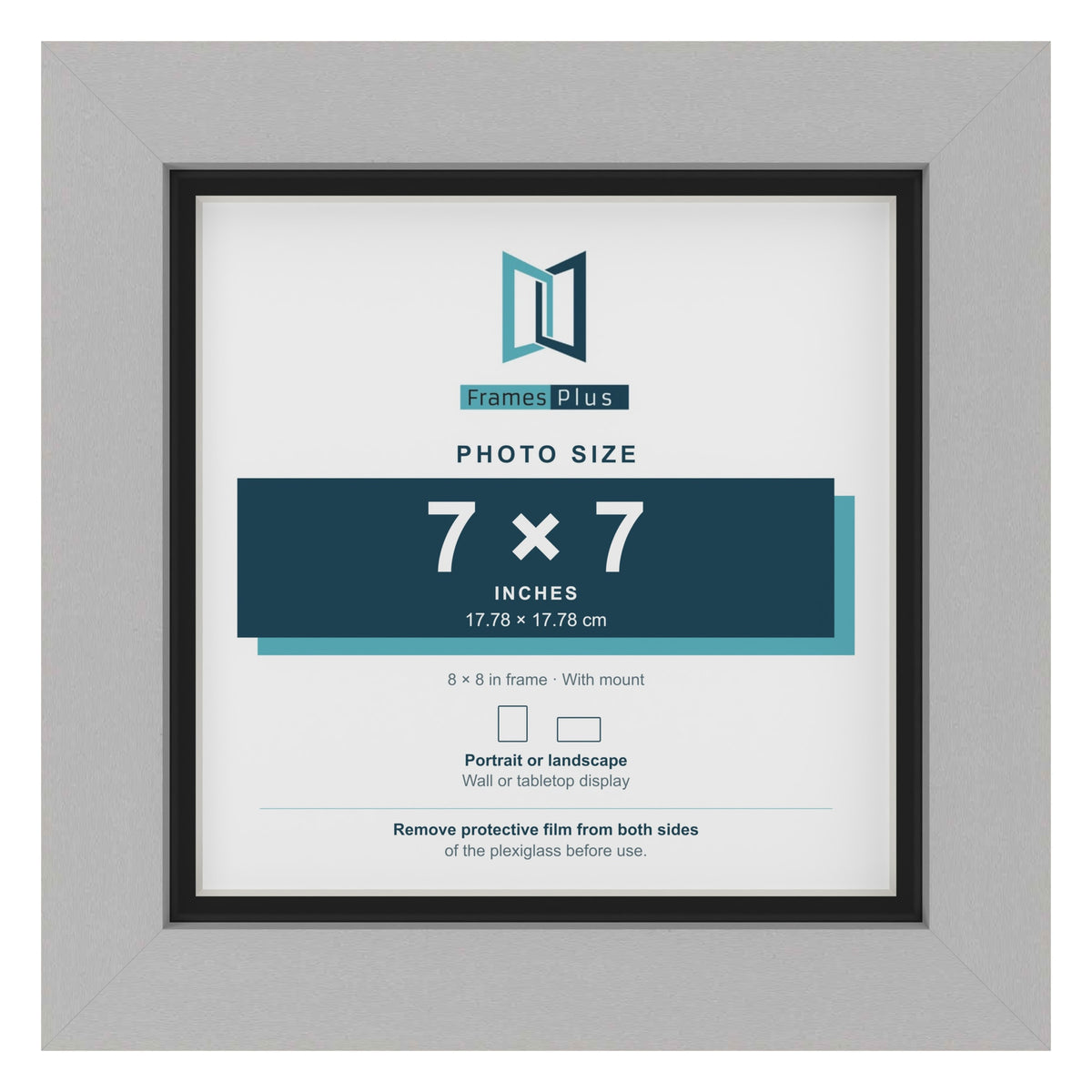 Light Grey 8 x 8 inch picture frame with a black mount for a 7 x 7 inch photo
