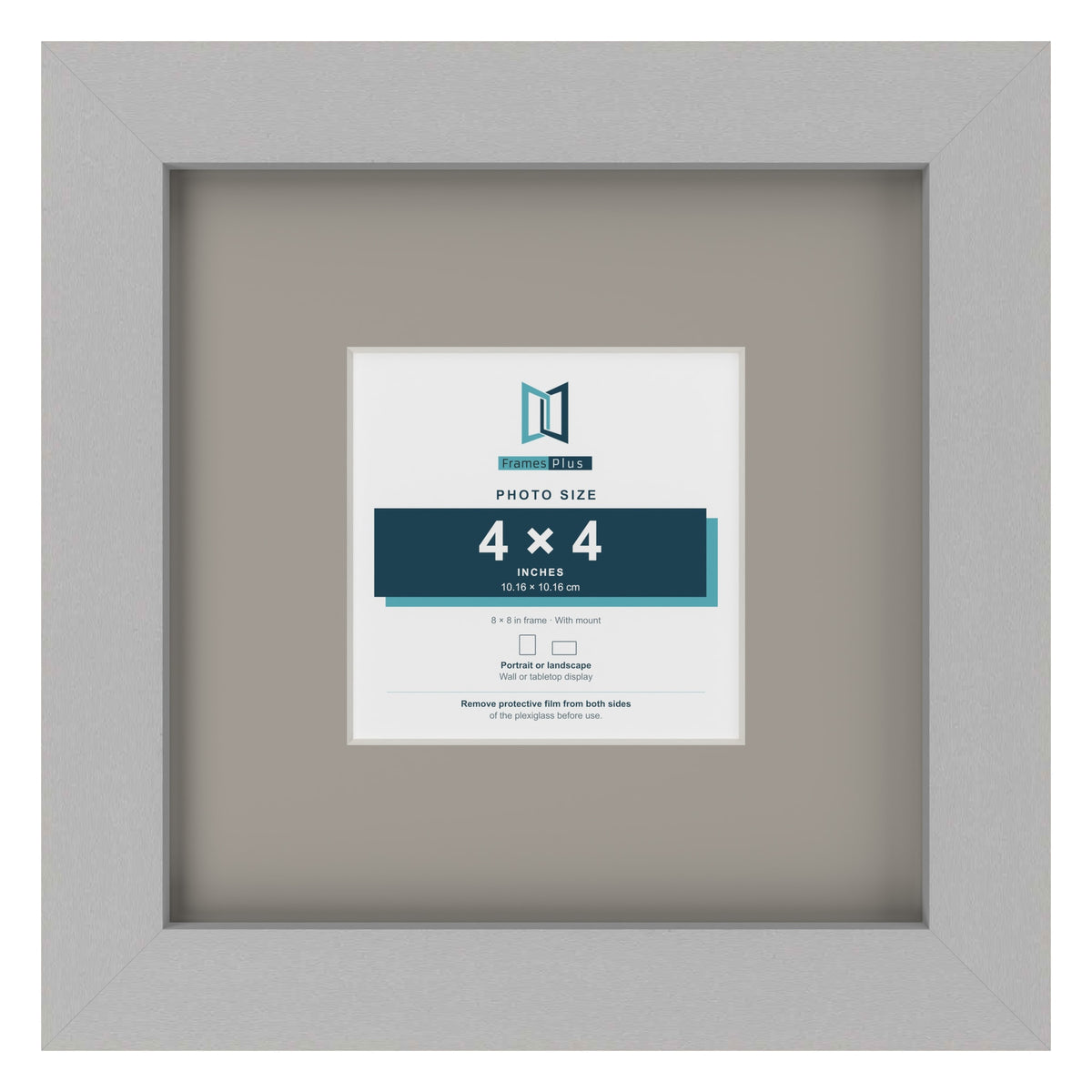 Light Grey 8 x 8 inch picture frame with a Dawn Grey mount for a 4 x 4 inch photo