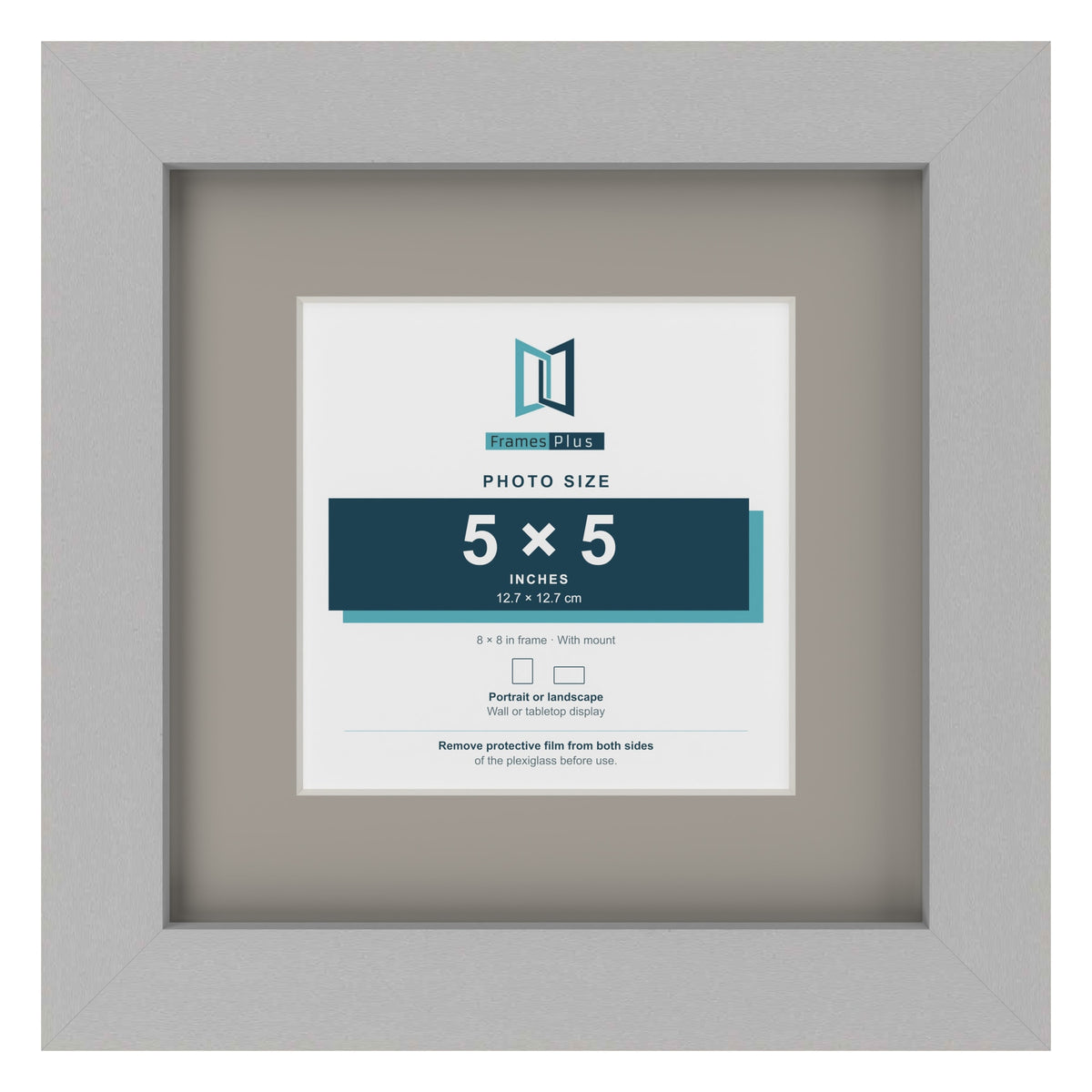 Light Grey 8 x 8 inch picture frame with a Dawn Grey mount for a 5 x 5 inch photo