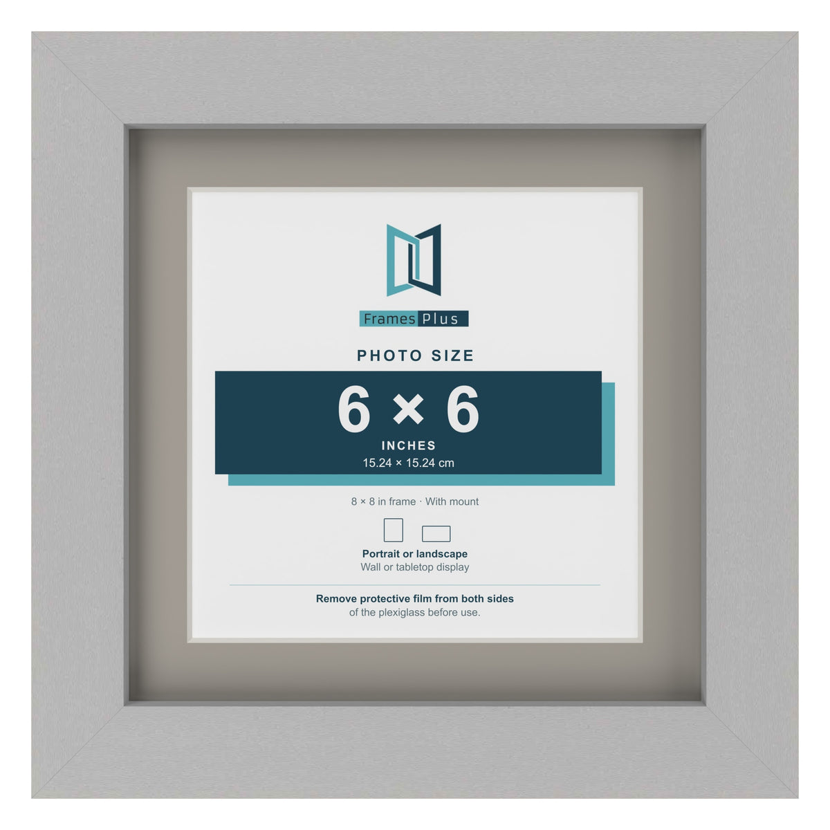 Light Grey 8 x 8 inch picture frame with a Dawn Grey mount for a 6 x 6 inch photo