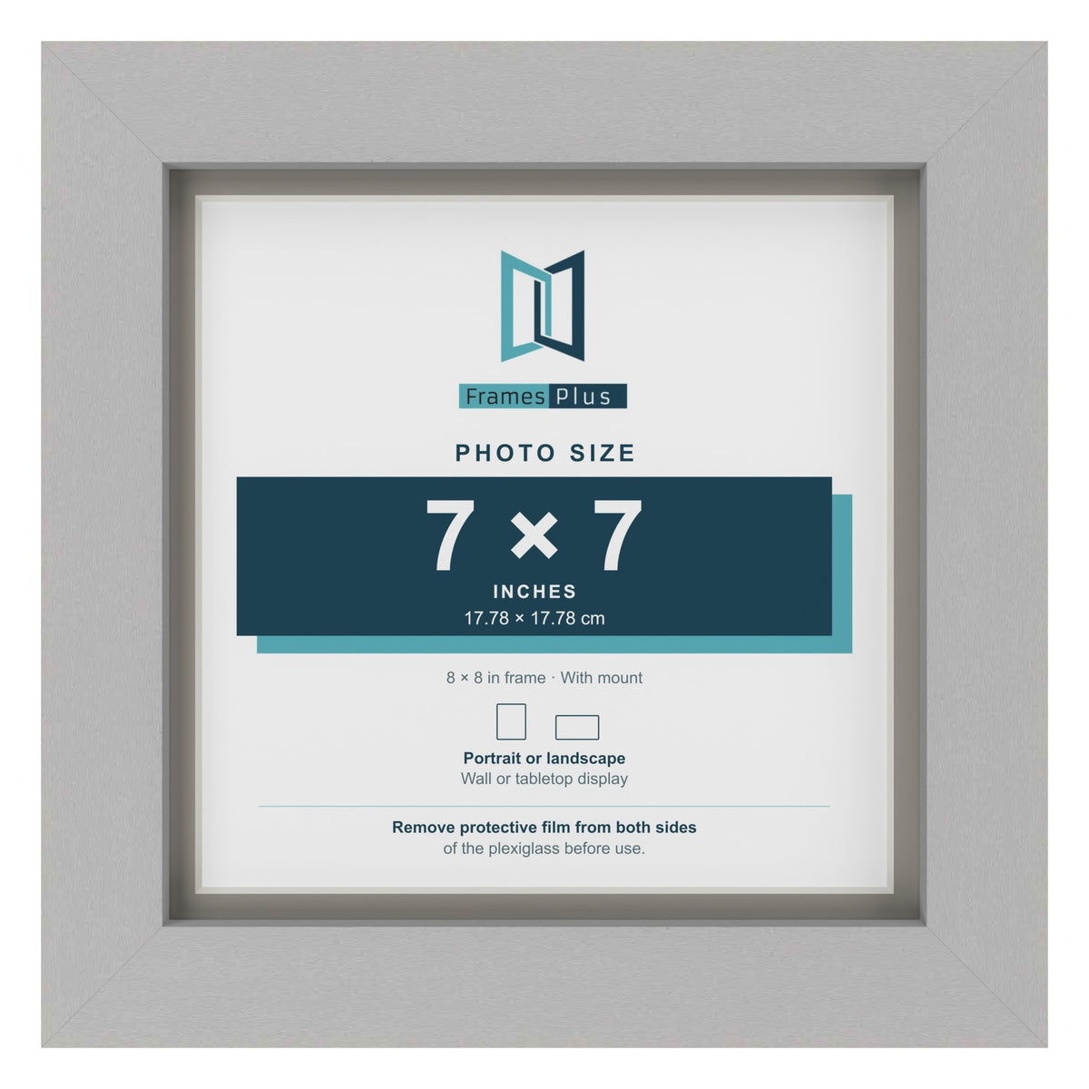 Light Grey 8 x 8 inch picture frame with a Dawn Grey mount for a 7 x 7 inch photo
