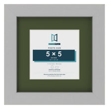 Light Grey 8 x 8 inch picture frame with a green mount for a 5 x 5 inch photo