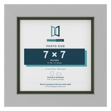 Light Grey 8 x 8 inch picture frame with a green mount for a 7 x 7 inch photo