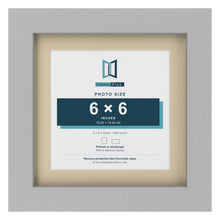 Light Grey 8 x 8 inch picture frame with an ivory mount for a 6 x 6 inch photo