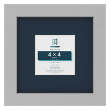 Light Grey 8 x 8 inch picture frame with a Pacific Blue mount for a 4 x 4 inch photo