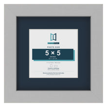 Light Grey 8 x 8 inch picture frame with a Pacific Blue mount for a 5 x 5 inch photo