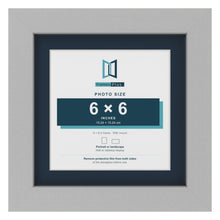 Light Grey 8 x 8 inch picture frame with a Pacific Blue mount for a 6 x 6 inch photo