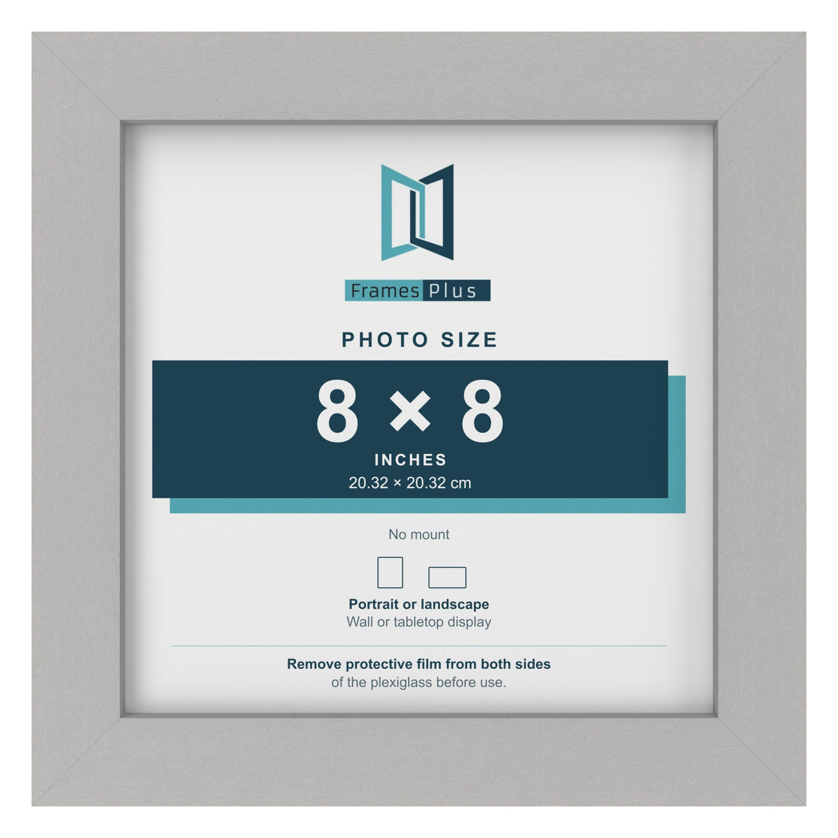 Light Grey picture frame for a 8 x 8 inch photo