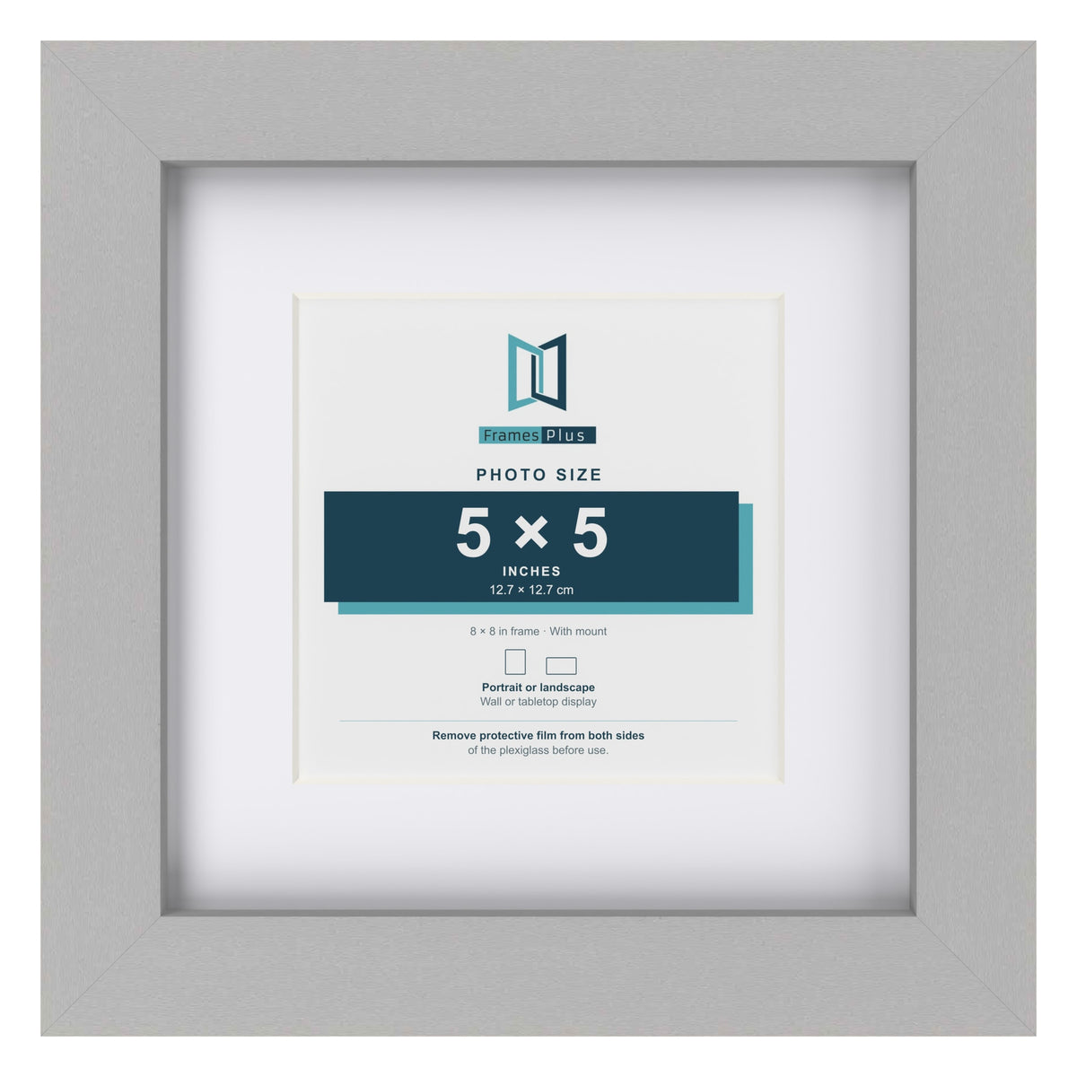 Light Grey 8 x 8 inch picture frame with a white mount for a 5 x 5 inch photo