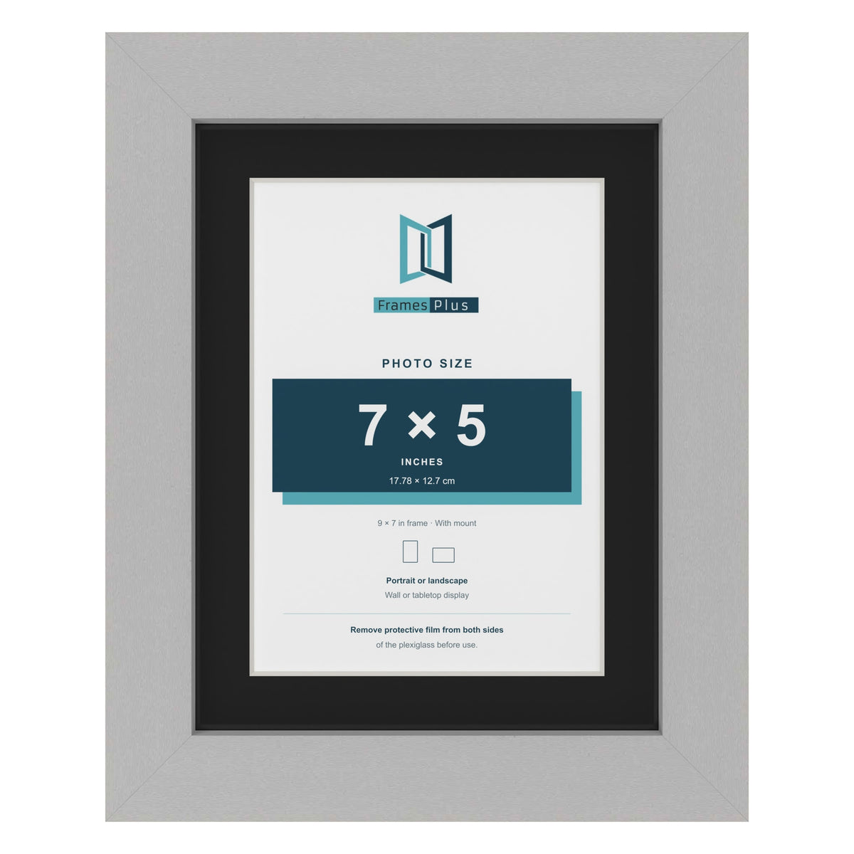 Light Grey 9 x 7 inch picture frame with a black mount for a 7 x 5 inch photo