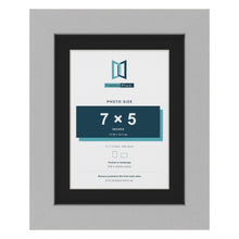 Light Grey 9 x 7 inch picture frame with a black mount for a 7 x 5 inch photo