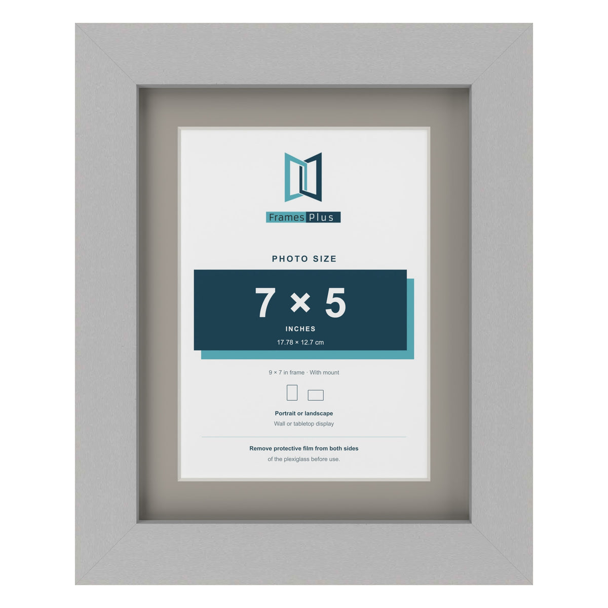 Light Grey 9 x 7 inch picture frame with a Dawn Grey mount for a 7 x 5 inch photo