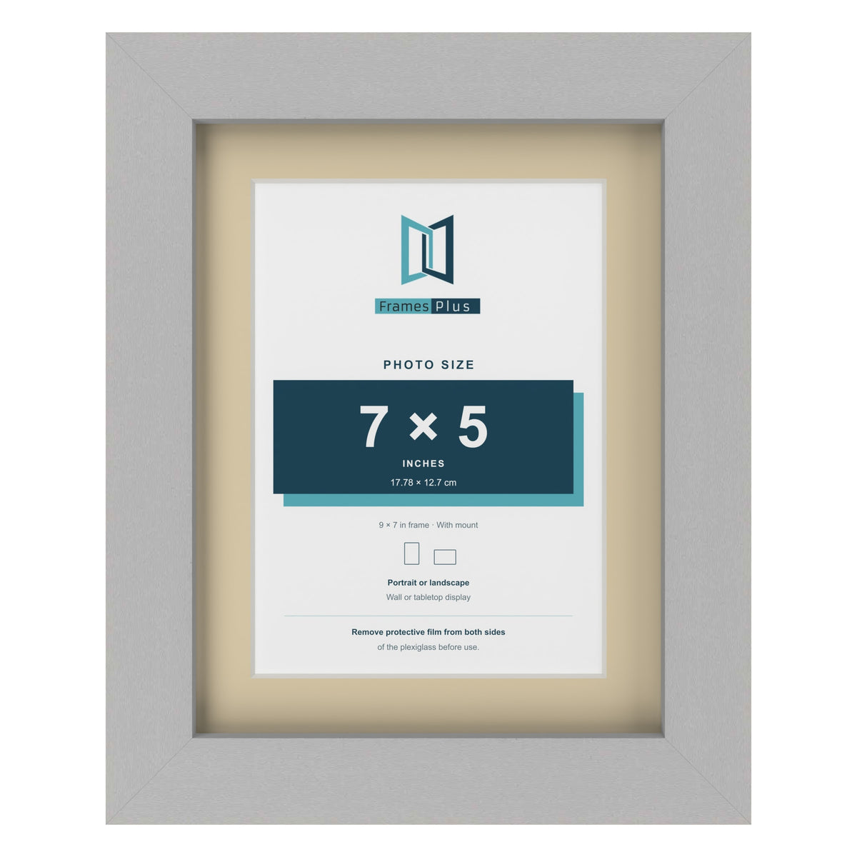 Light Grey 9 x 7 inch picture frame with an ivory mount for a 7 x 5 inch photo