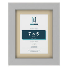 Light Grey 9 x 7 inch picture frame with an ivory mount for a 7 x 5 inch photo