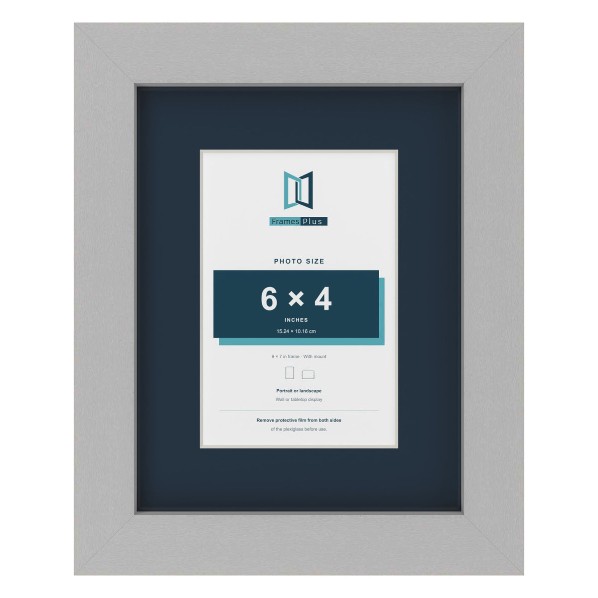 Light Grey 9 x 7 inch picture frame with a Pacific Blue mount for a 6 x 4 inch photo