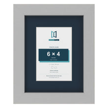Light Grey 9 x 7 inch picture frame with a Pacific Blue mount for a 6 x 4 inch photo