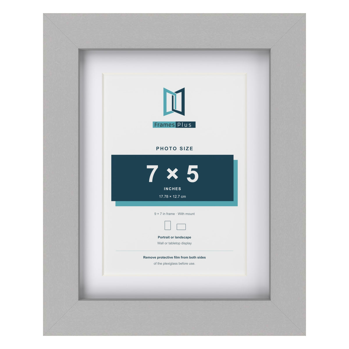 Light Grey 9 x 7 inch picture frame with a white mount for a 7 x 5 inch photo