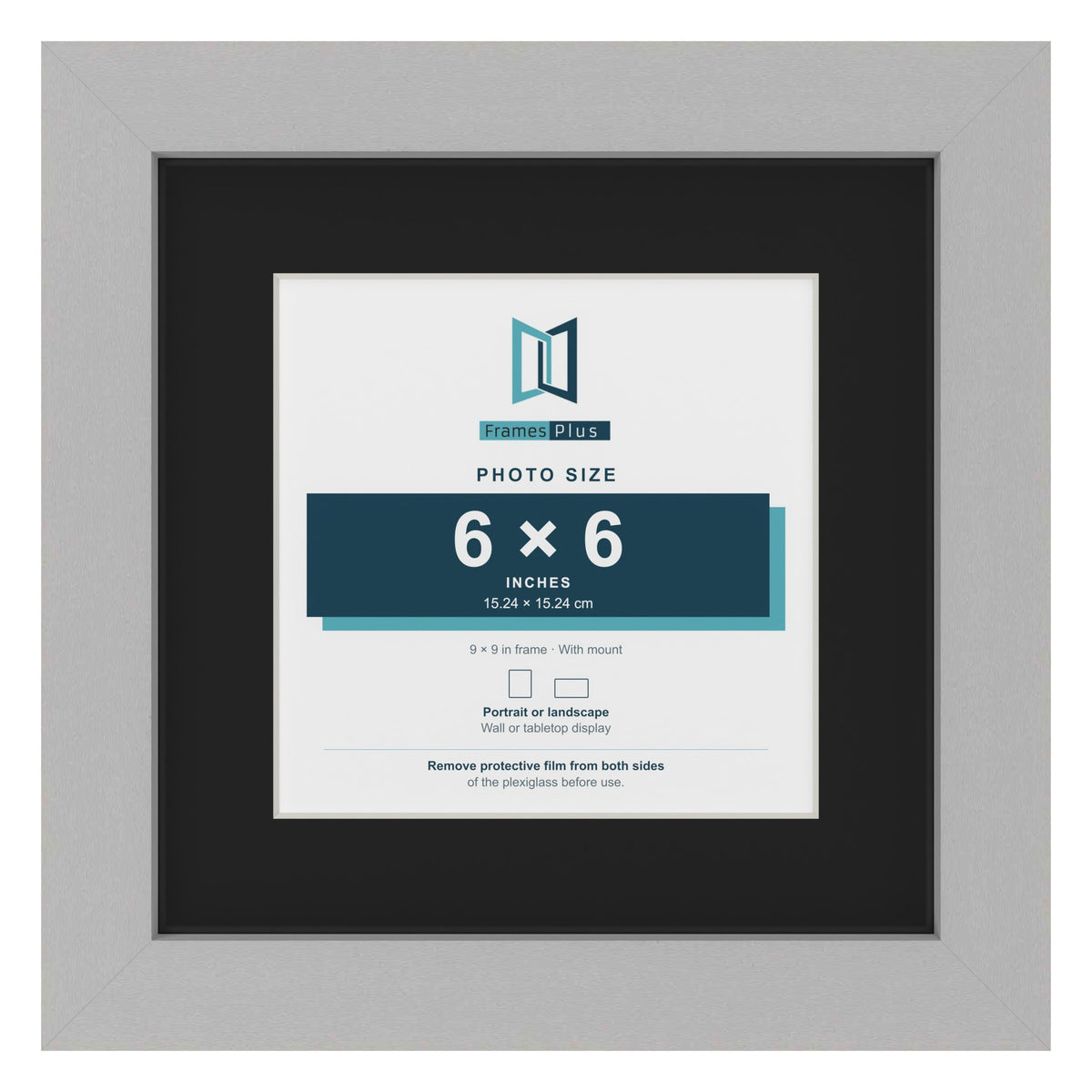 Light Grey 9 x 9 inch picture frame with a black mount for a 6 x 6 inch photo