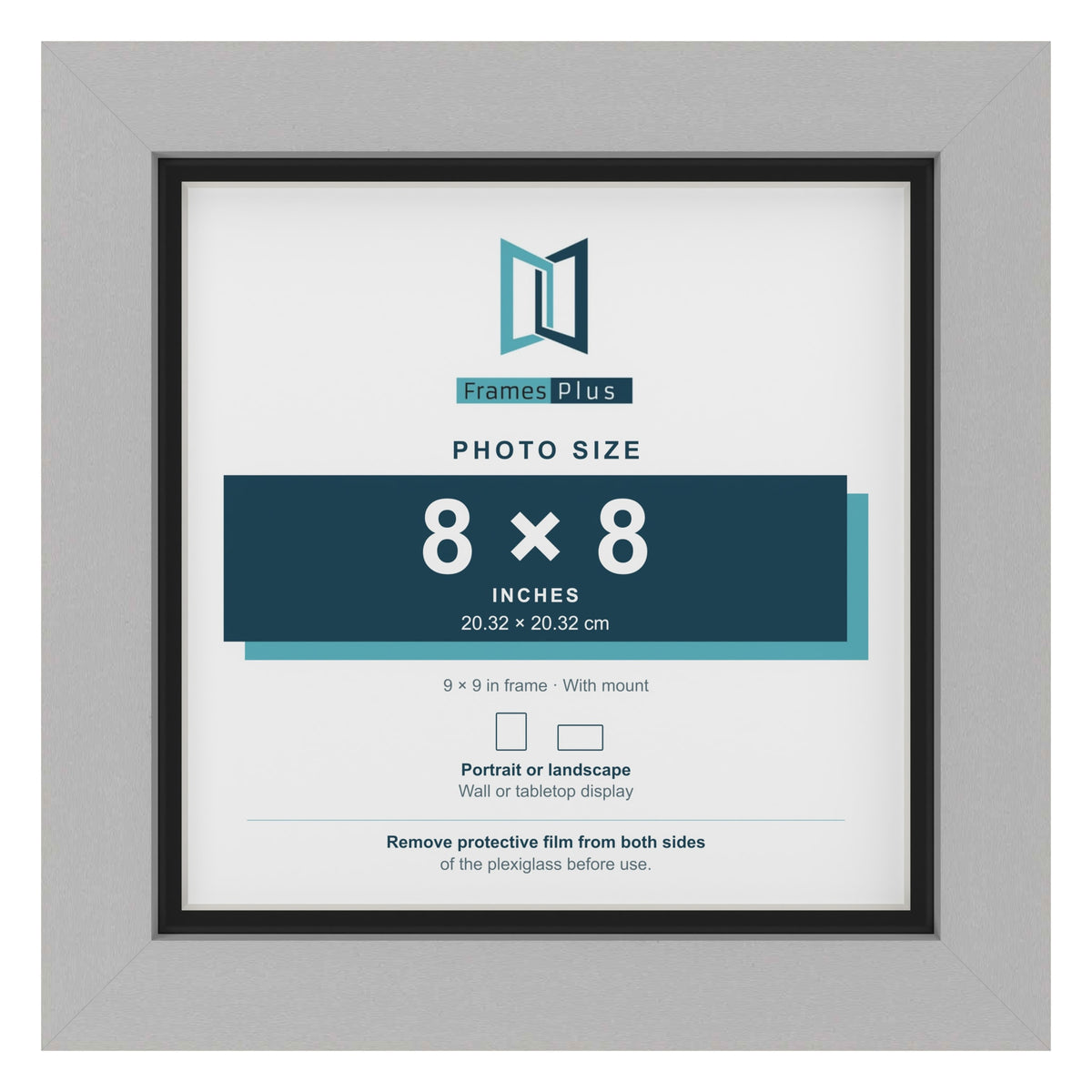 Light Grey 9 x 9 inch picture frame with a black mount for an 8 x 8 inch photo