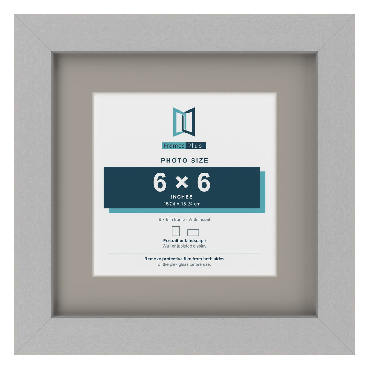 Light Grey 9 x 9 inch picture frame with a Dawn Grey mount for a 6 x 6 inch photo