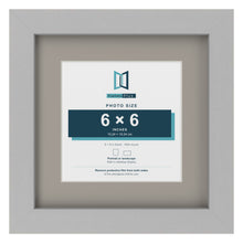 Light Grey 9 x 9 inch picture frame with a Dawn Grey mount for a 6 x 6 inch photo