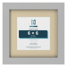 Light Grey 9 x 9 inch picture frame with an ivory mount for a 6 x 6 inch photo