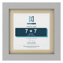 Light Grey 9 x 9 inch picture frame with an ivory mount for a 7 x 7 inch photo