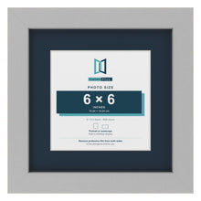 Light Grey 9 x 9 inch picture frame with a Pacific Blue mount for a 6 x 6 inch photo
