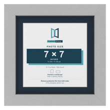 Light Grey 9 x 9 inch picture frame with a Pacific Blue mount for a 7 x 7 inch photo