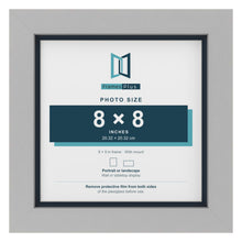 Light Grey 9 x 9 inch picture frame with a Pacific Blue mount for an 8 x 8 inch photo
