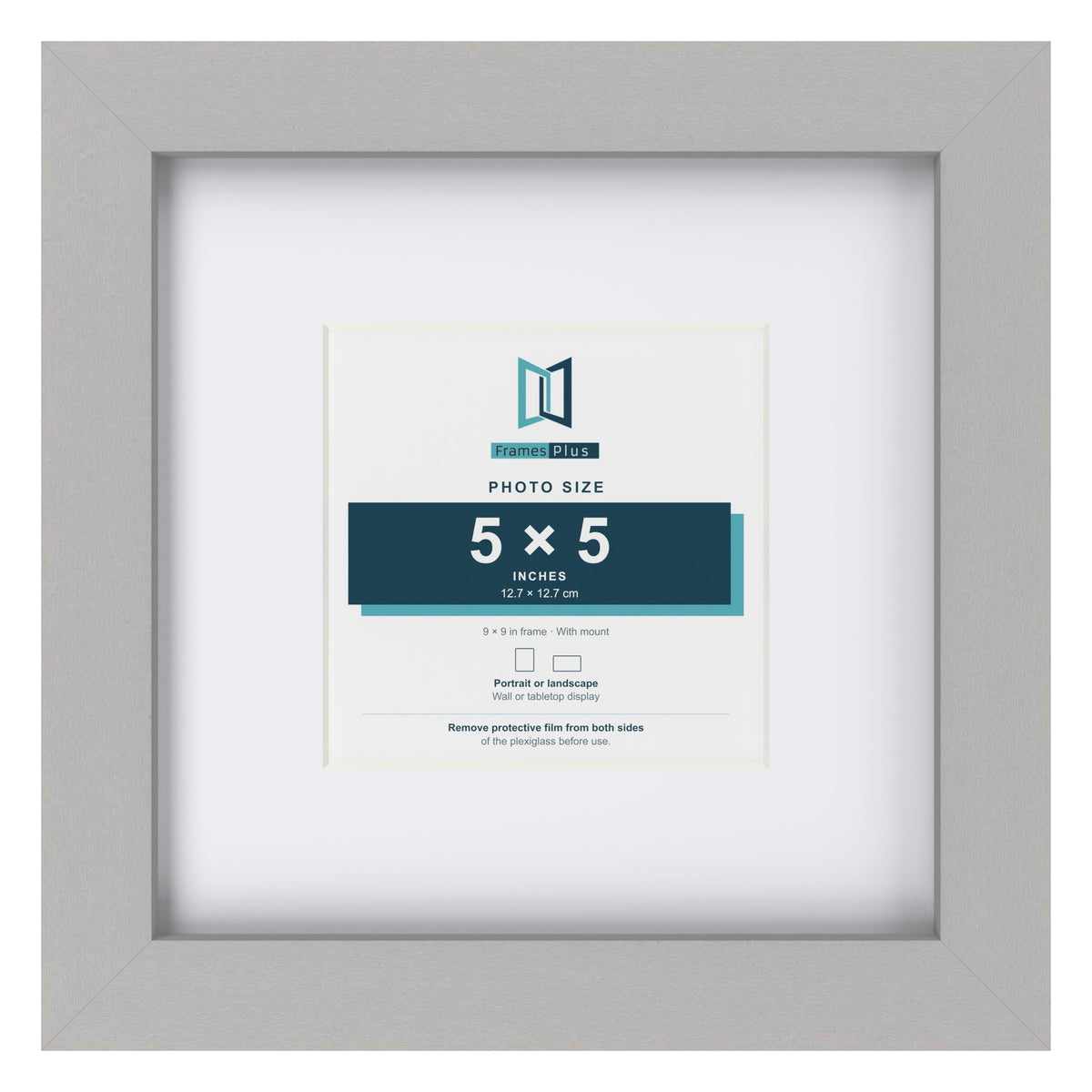 Light Grey 9 x 9 inch picture frame with a white mount for a 5 x 5 inch photo